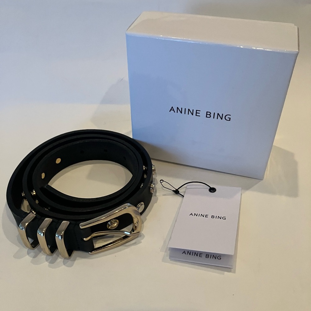 Anine Bing Black Belt with Silver Buckle